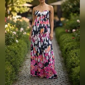 Allen B Long Maxi Abstract Empire Floral Bohemian Dress  size 12